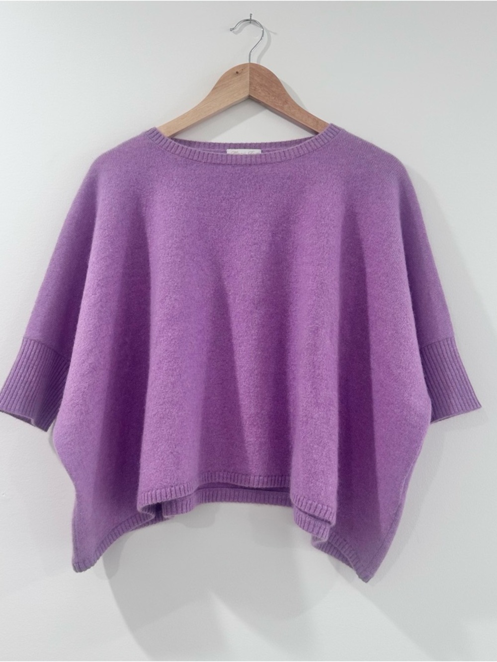 Minnie Rose 1/2 sleeve crew neck loose fit poncho sweater purple XS/S
